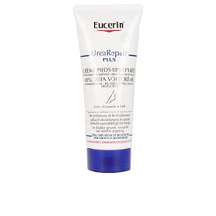 Eucerin crema de pies 10% urea frasco frontal mostrando etiqueta y beneficios hidratantes