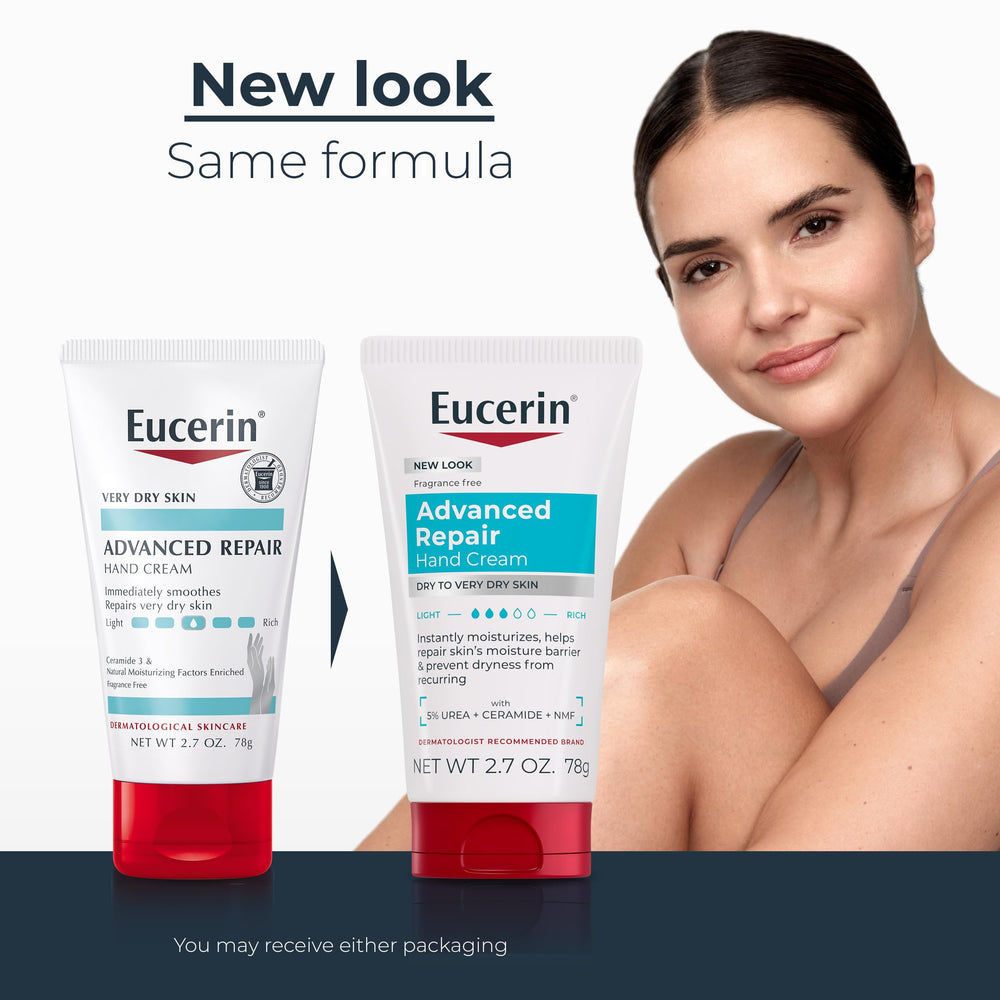 Eucerin tubo en detalle con etiqueta legible y fácil apertura