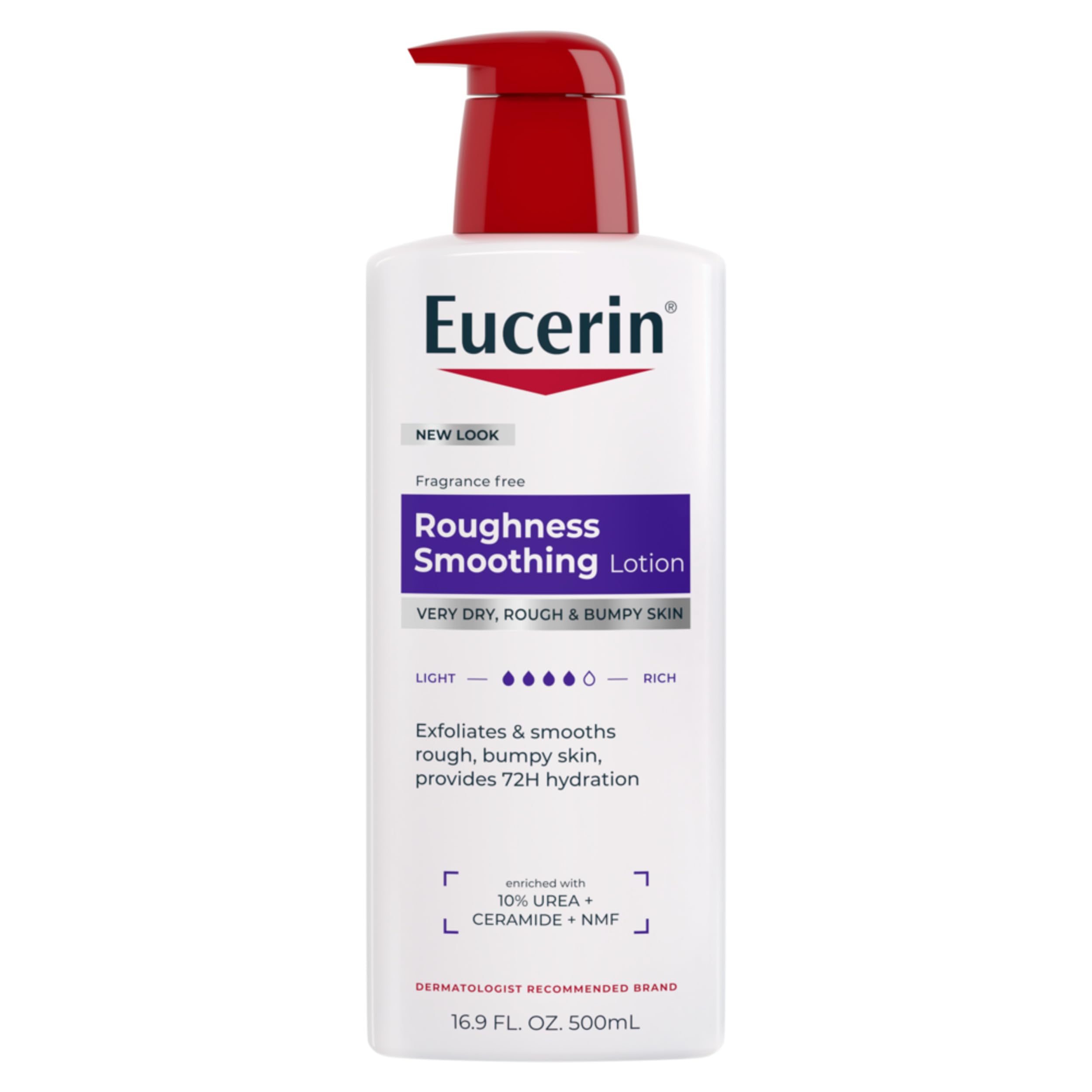 Eucerin loción frasco con bomba mostrando presentación y uso fácil