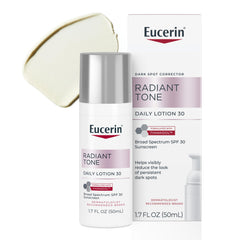Eucerin frente del empaque mostrando producto y beneficio antimancha