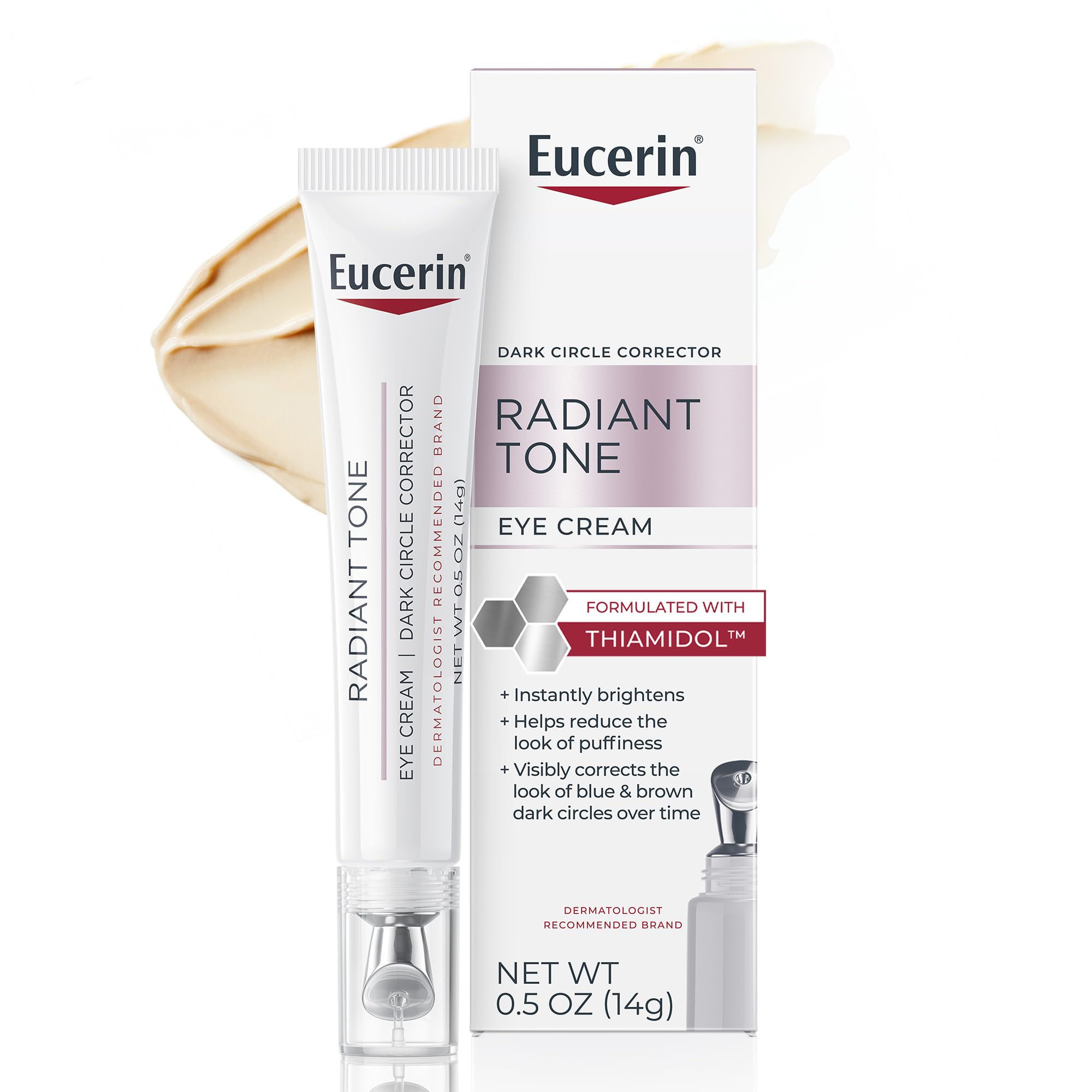 Eucerin tubo frente mostrando diseño y tamaño práctico