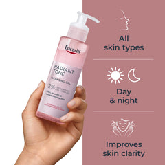 Eucerin gel aplicándose sobre manos húmedas para limpieza eficaz