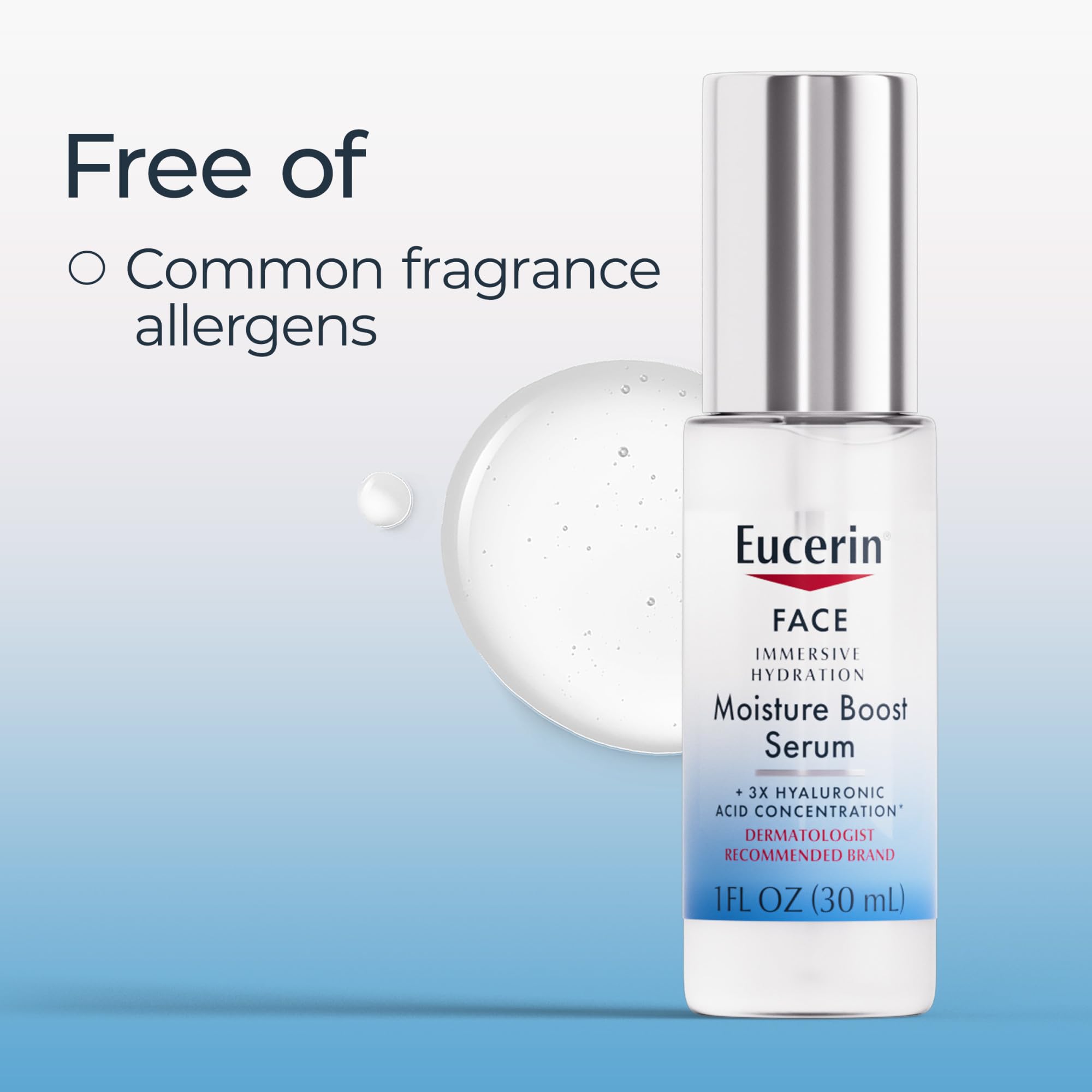 Eucerin closeup piel después de aplicar con aspecto terso