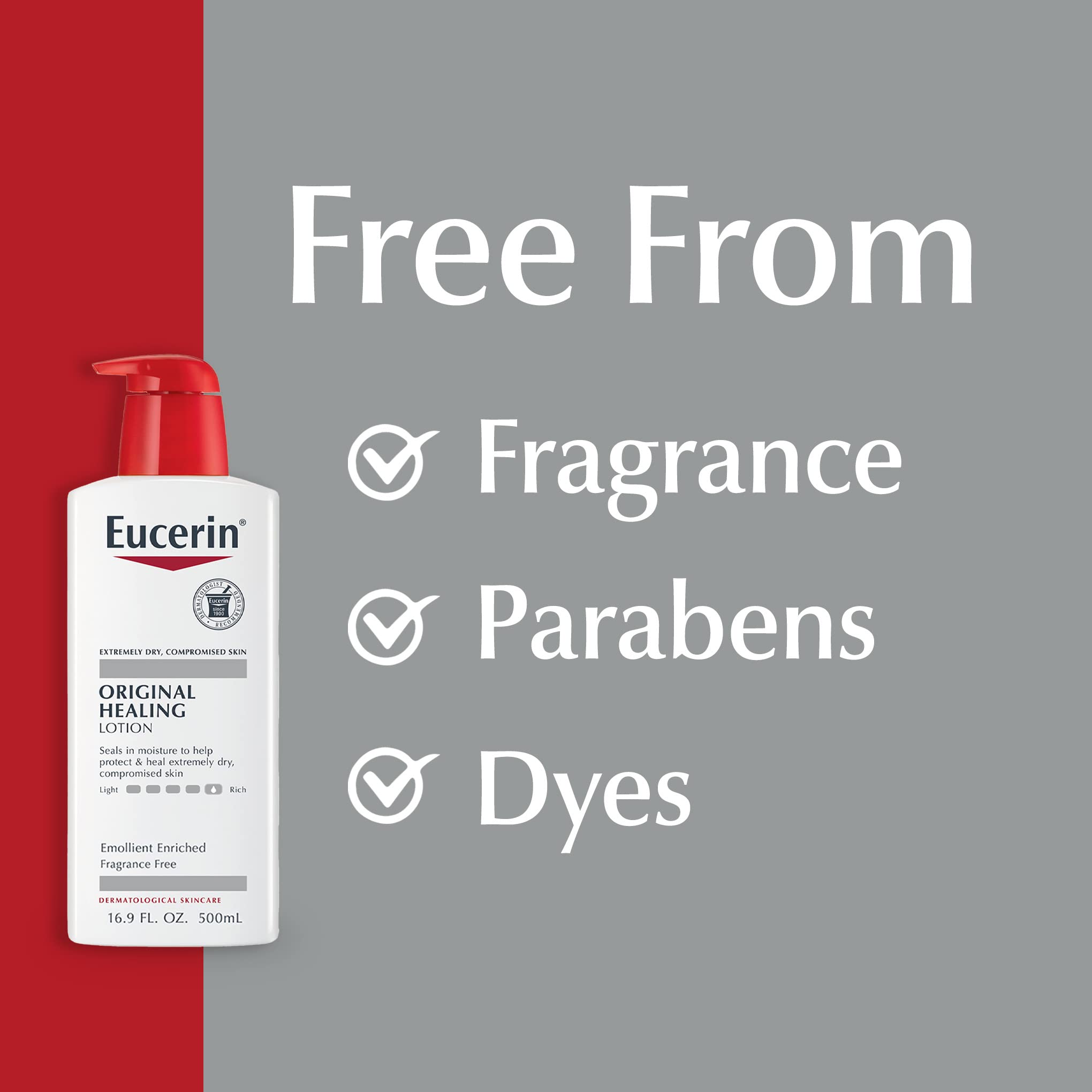 Eucerin tamaño comparado con mano para referencia de escala