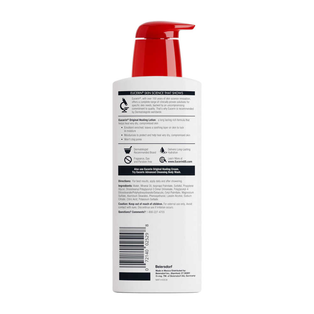 Eucerin textura cremosa en mano hidratando inmediatamente