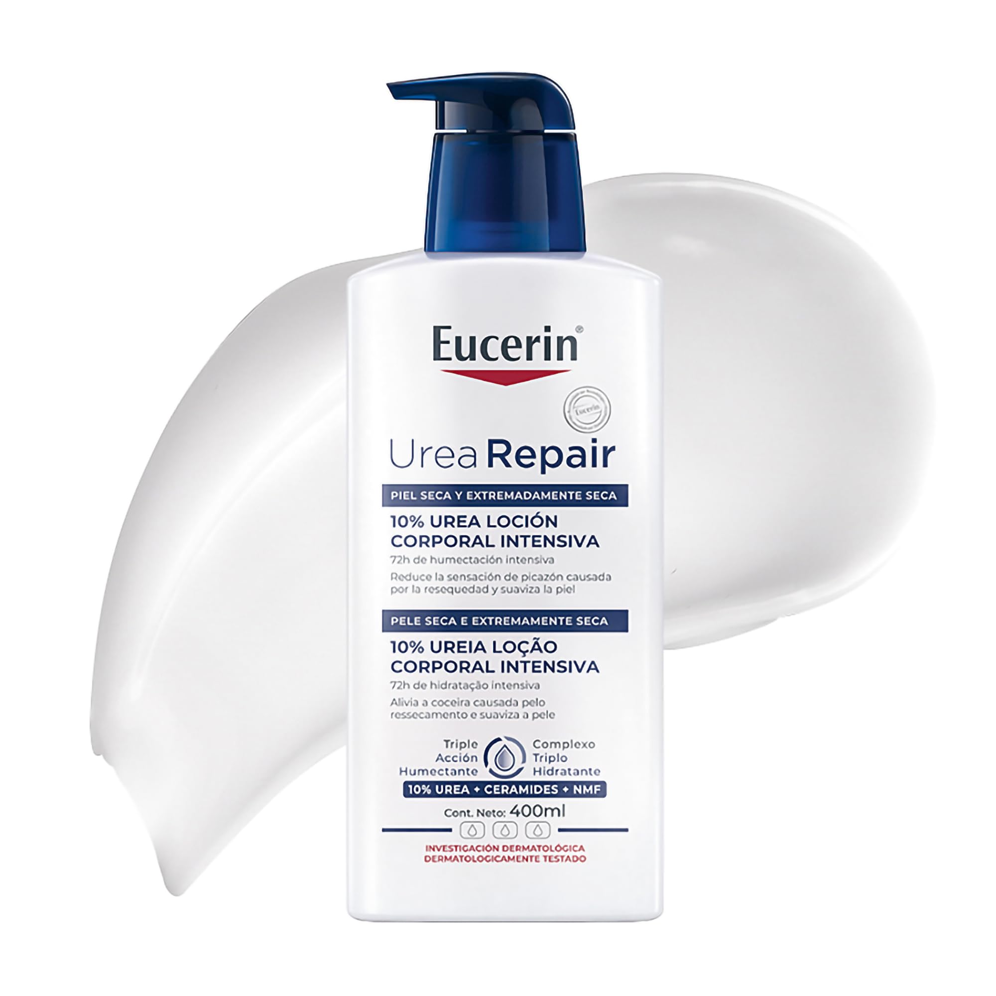 Eucerin textura cremosa en manos para absorción rápida y suavidad