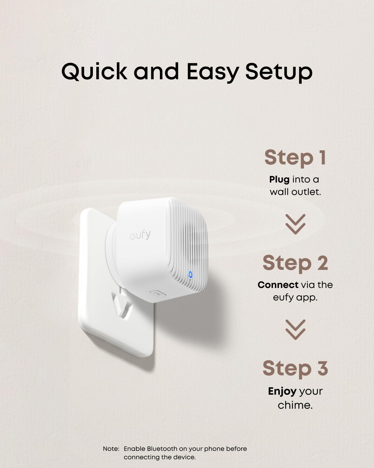 eufy Security chime vista lateral del panel y puerto para montaje sencillo
