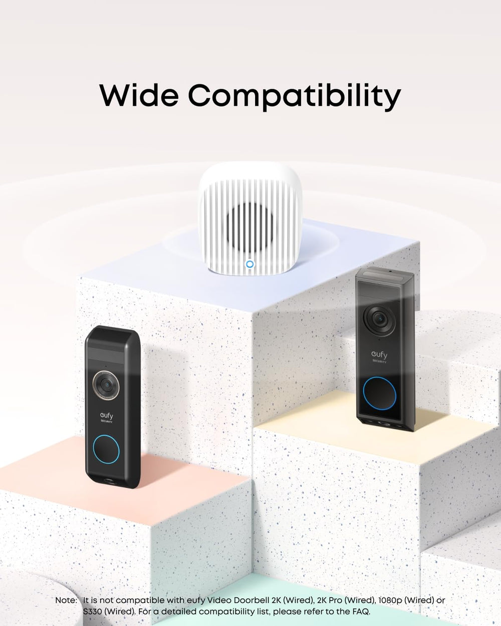 eufy Security chime detalle de textura y botones para control táctil rápido