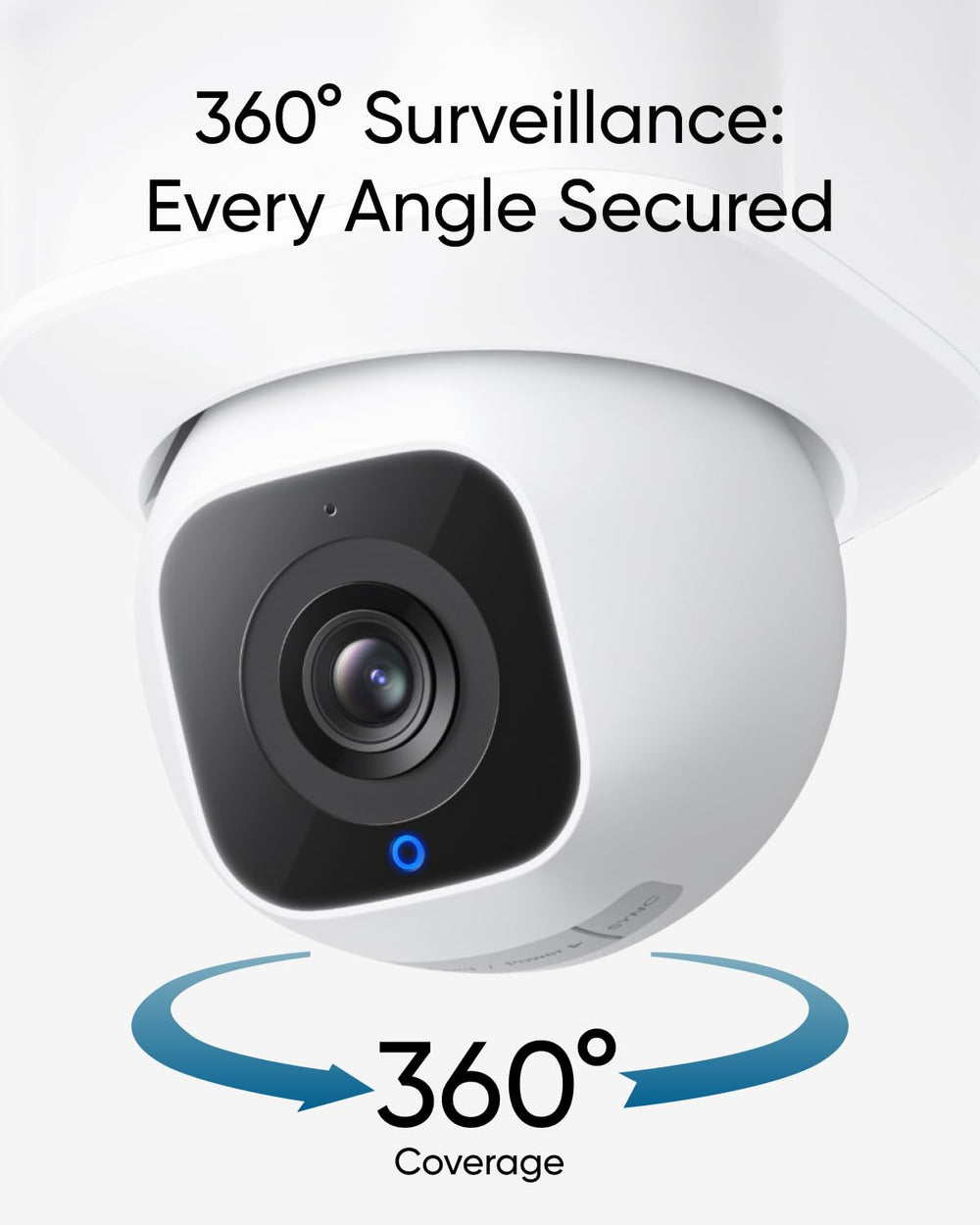 eufy Security detalle de LEDs y lente mostrando calidad 2K clara
