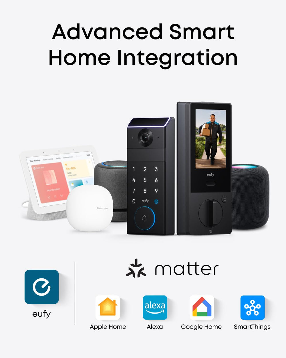 eufy Security entrada de hogar con la cerradura instalada y ambiente seguro