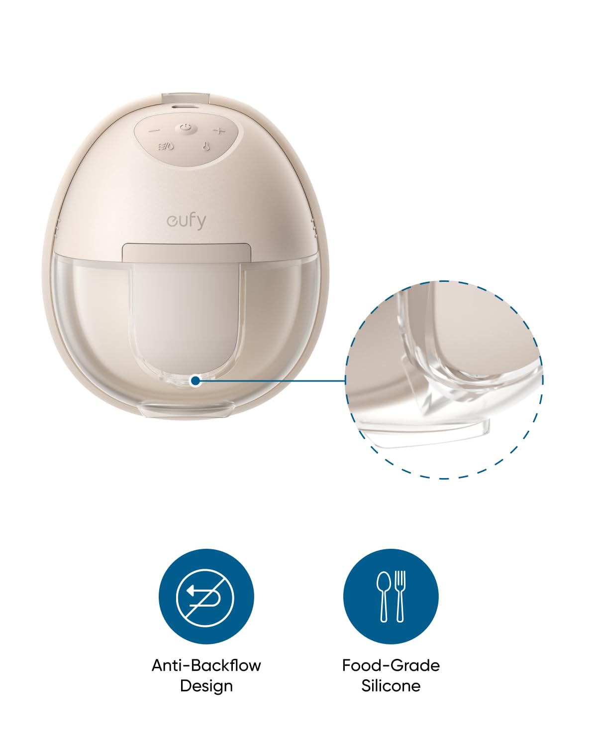 eufy válvula instalada en sacaleches demostrando sujeción segura y succión óptima