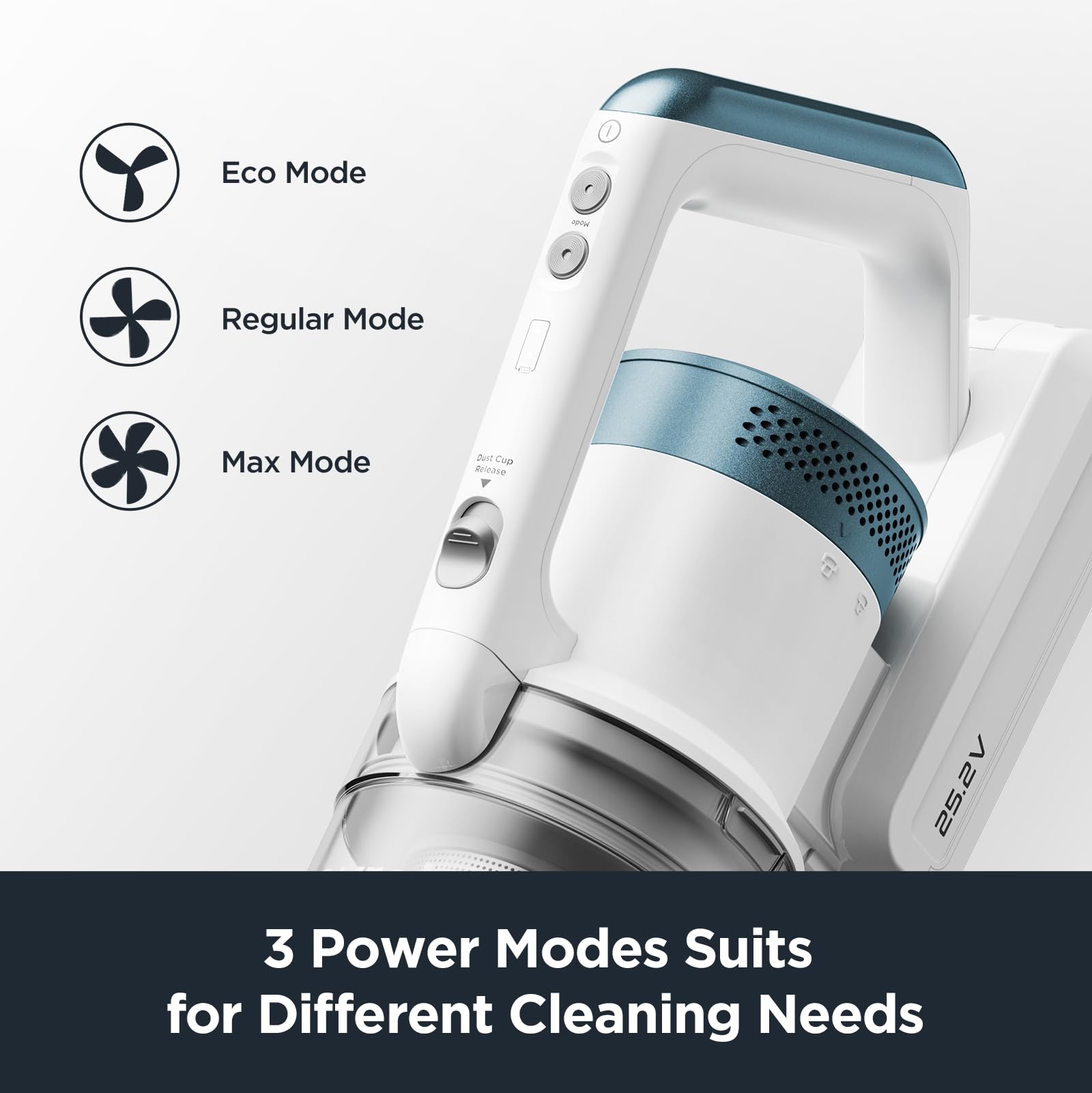 Eureka RapidClean Pro junto a una mano para comparar tamaño y ligereza