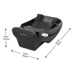 Evenflo base en uso con asiento Revolve180 LiteMax NXT demostrando rapidez