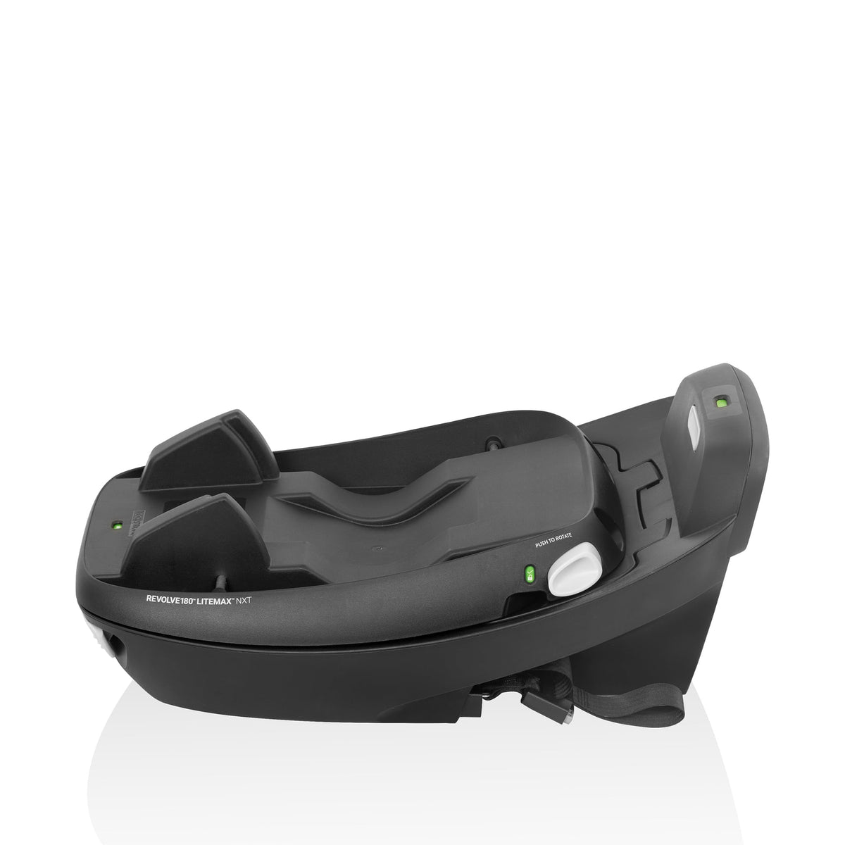 Evenflo base frontal mostrando diseño compacto y fácil acople