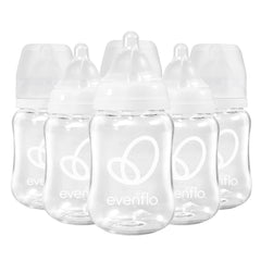 Evenflo detalle del cuello ancho, facilita llenado y limpieza