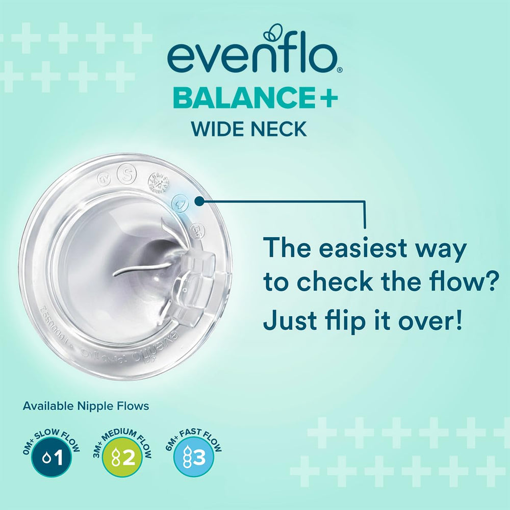 Evenflo biberón en manos para comparar tamaño y ergonomía