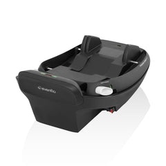 Evenflo closeup del sistema LockStrong que asegura instalación firme