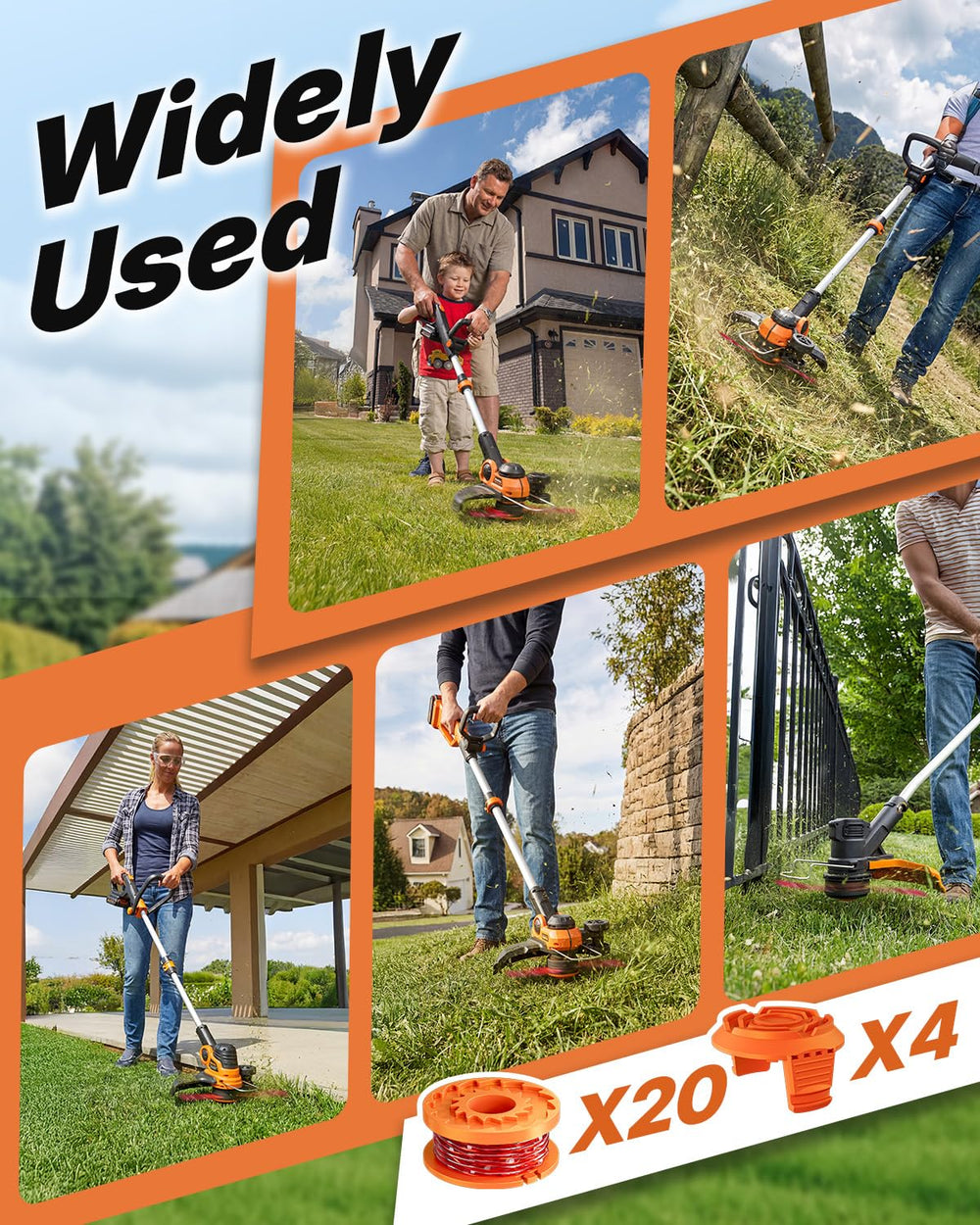 Eventronic uso en jardín con cortabordes Worx para corte eficiente