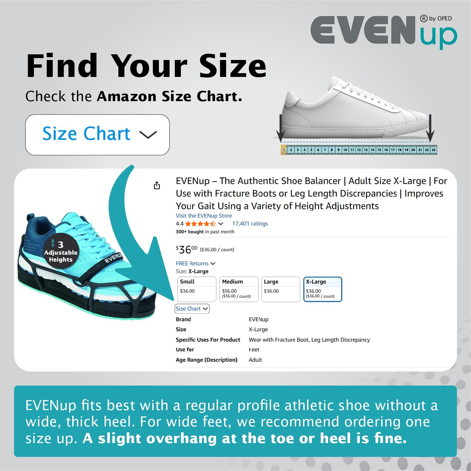 EVENup insertos separados mostrando las tres alturas, personalización de elevación