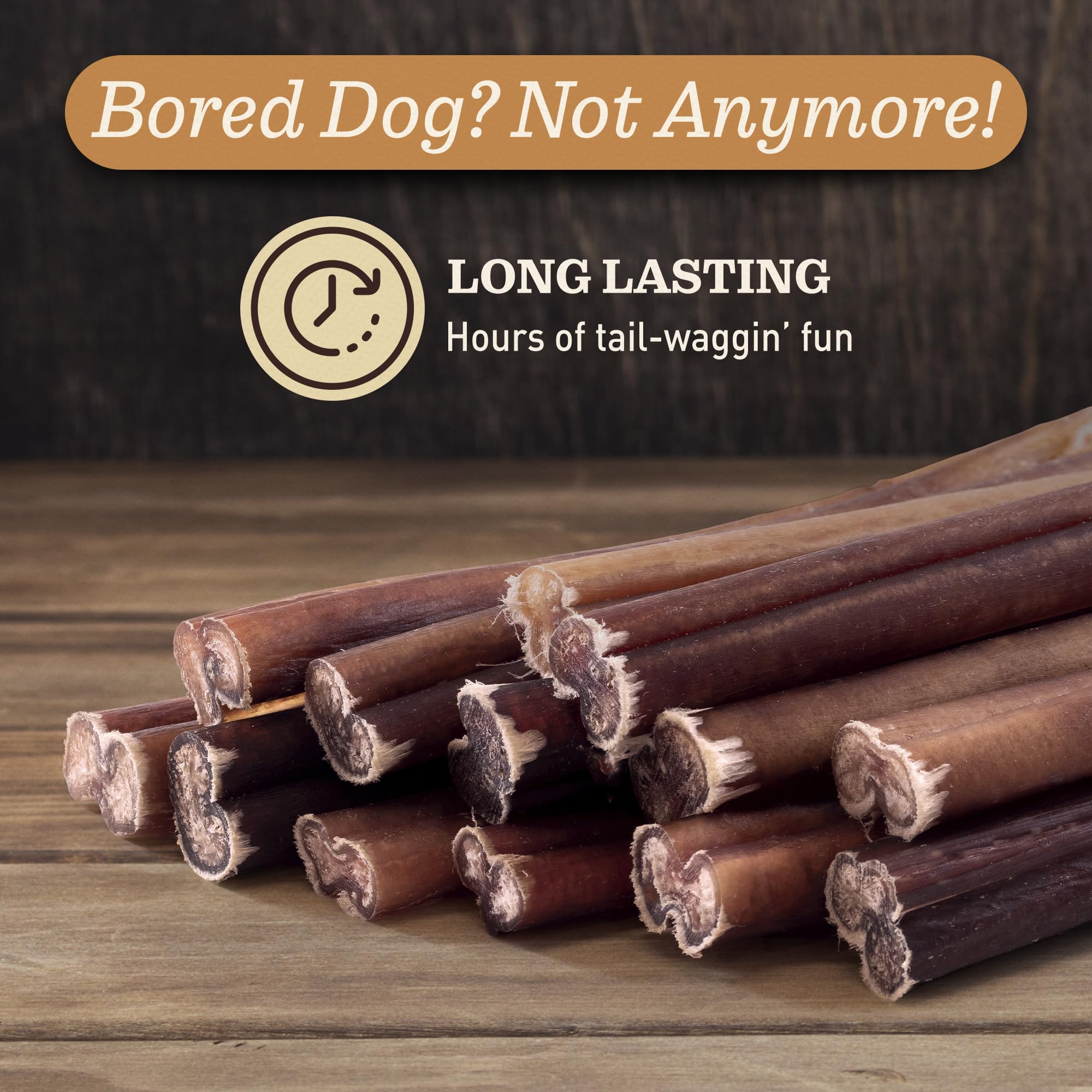 EVER FARM bully stick junto a una regla, comparación de 12 pulgadas clara y útil
