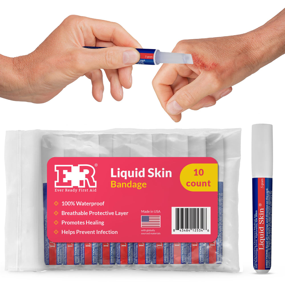 Ever Ready First Aid frente del empaque mostrando 10 pipetas y beneficios