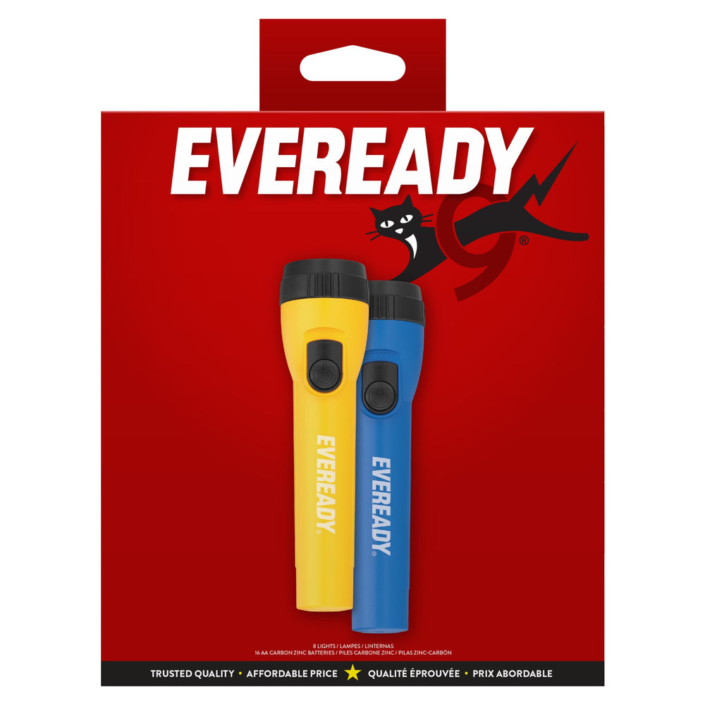 EVEREADY paquete de 8 linternas desplegadas en mesa para almacenamiento múltiple