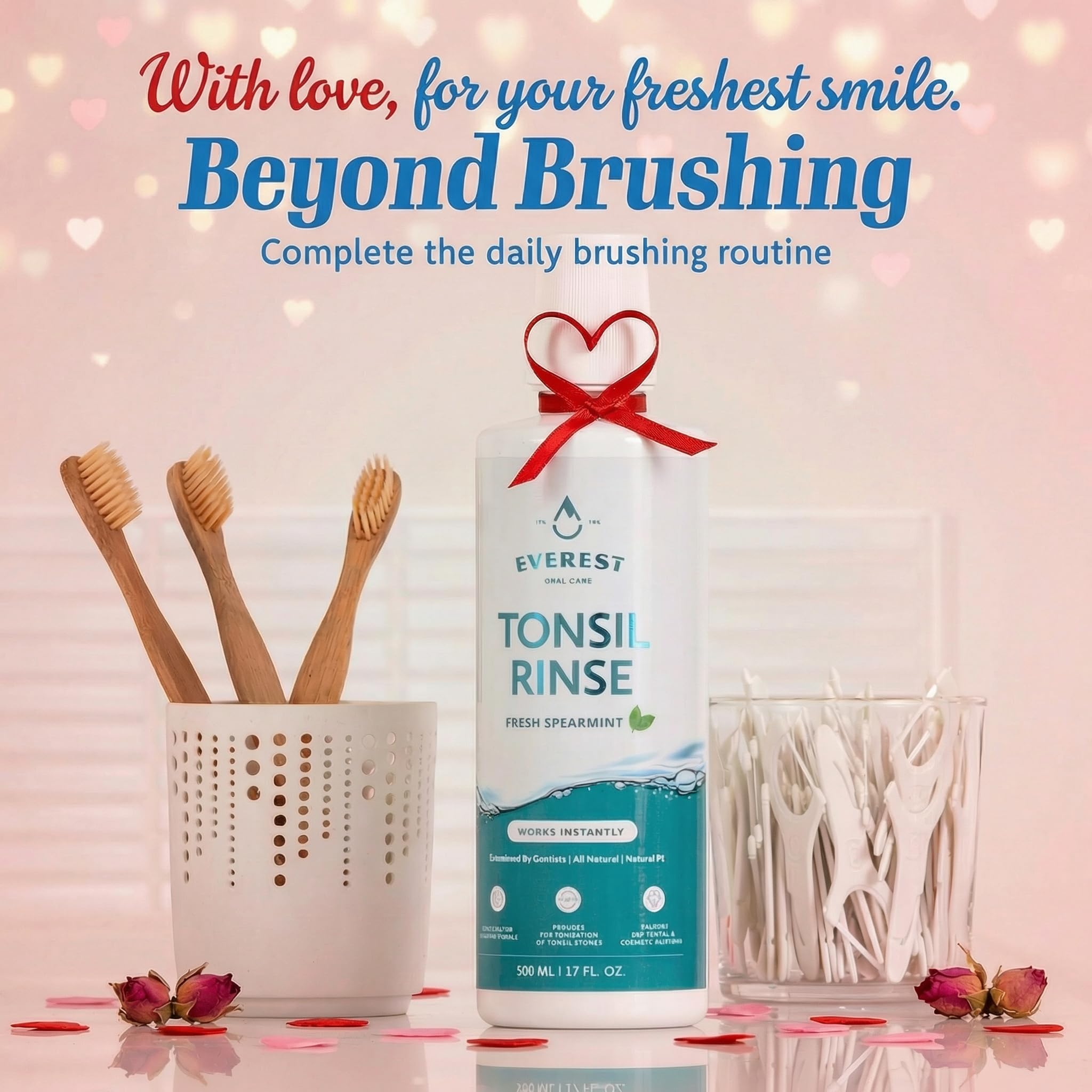 EVEREST ORAL CARE ambiente de baño mostrando producto en rutina diaria