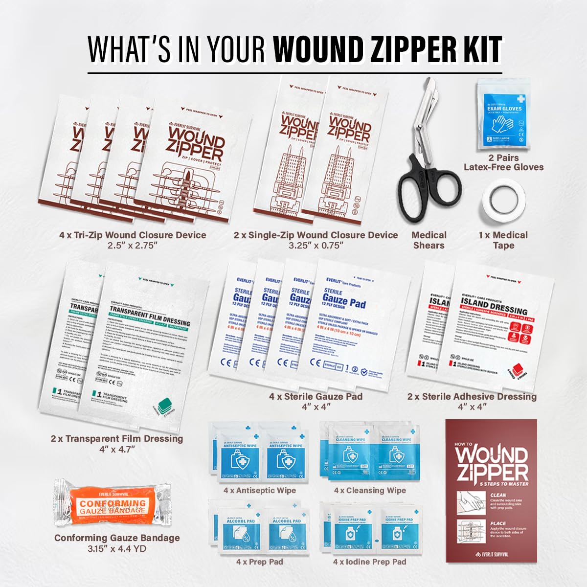 everlit detalle del dispositivo Zip‑Stitch mostrando ajuste de tensión