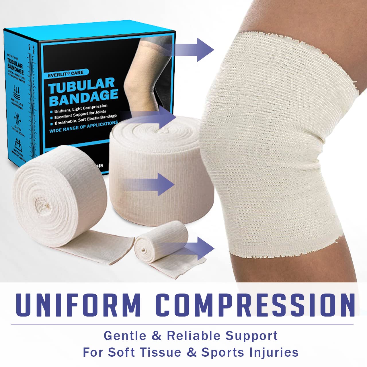 everlit banda colocada en rodilla mostrando soporte estable y fácil aplicación