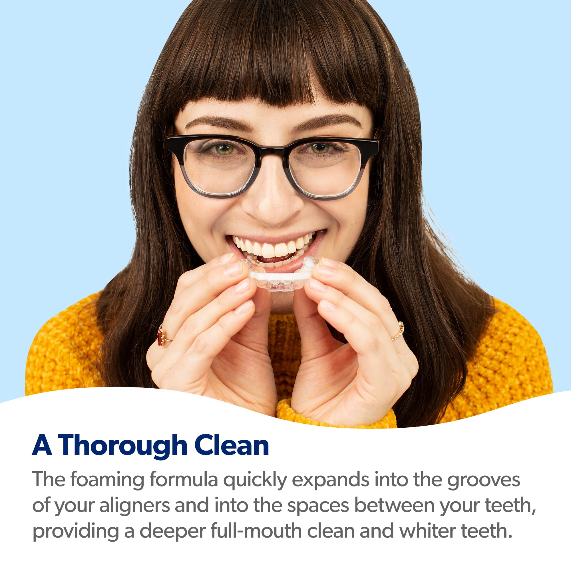 EverSmile foam inside clear aligner illustrating full internal coverage