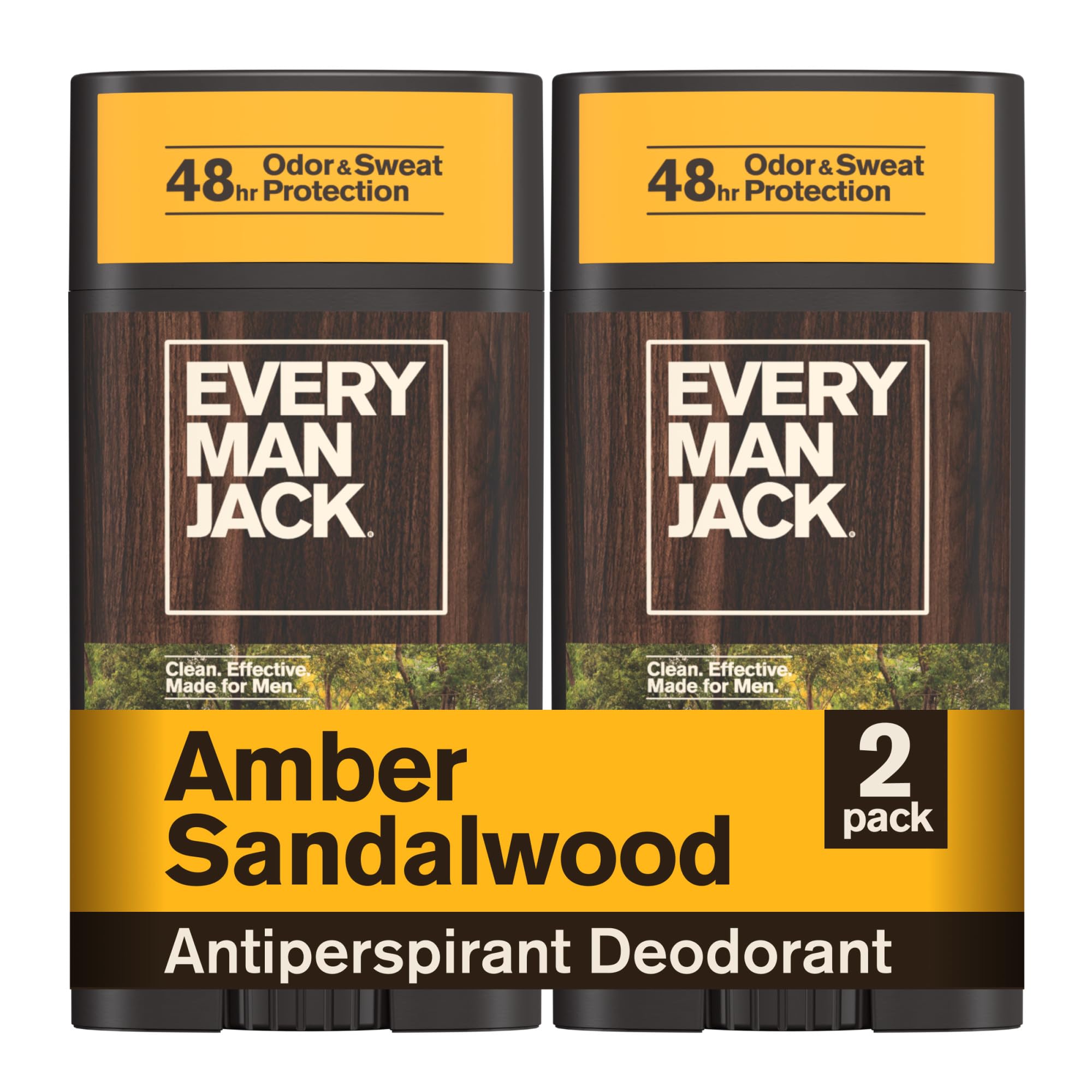 Every Man Jack frente del empaque mostrando doble unidad y beneficio protección prolongada