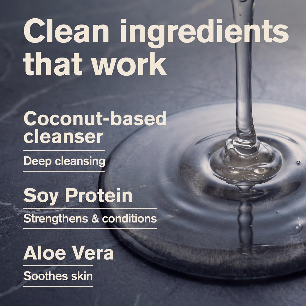Every Man Jack etiqueta con lista de ingredientes clave y beneficios