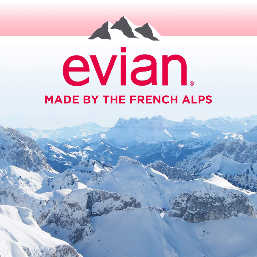 evian paisaje alpino ilustrando origen natural y filtración glacial