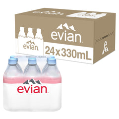 evian pack de 24 botellas 330 ml mostrando conveniencia y ahorro