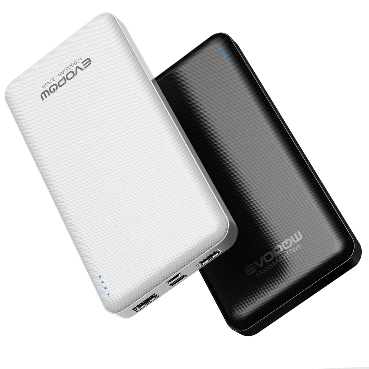 Evopow frontal pack de dos baterías compactas mostrando diseño y tamaño práctico