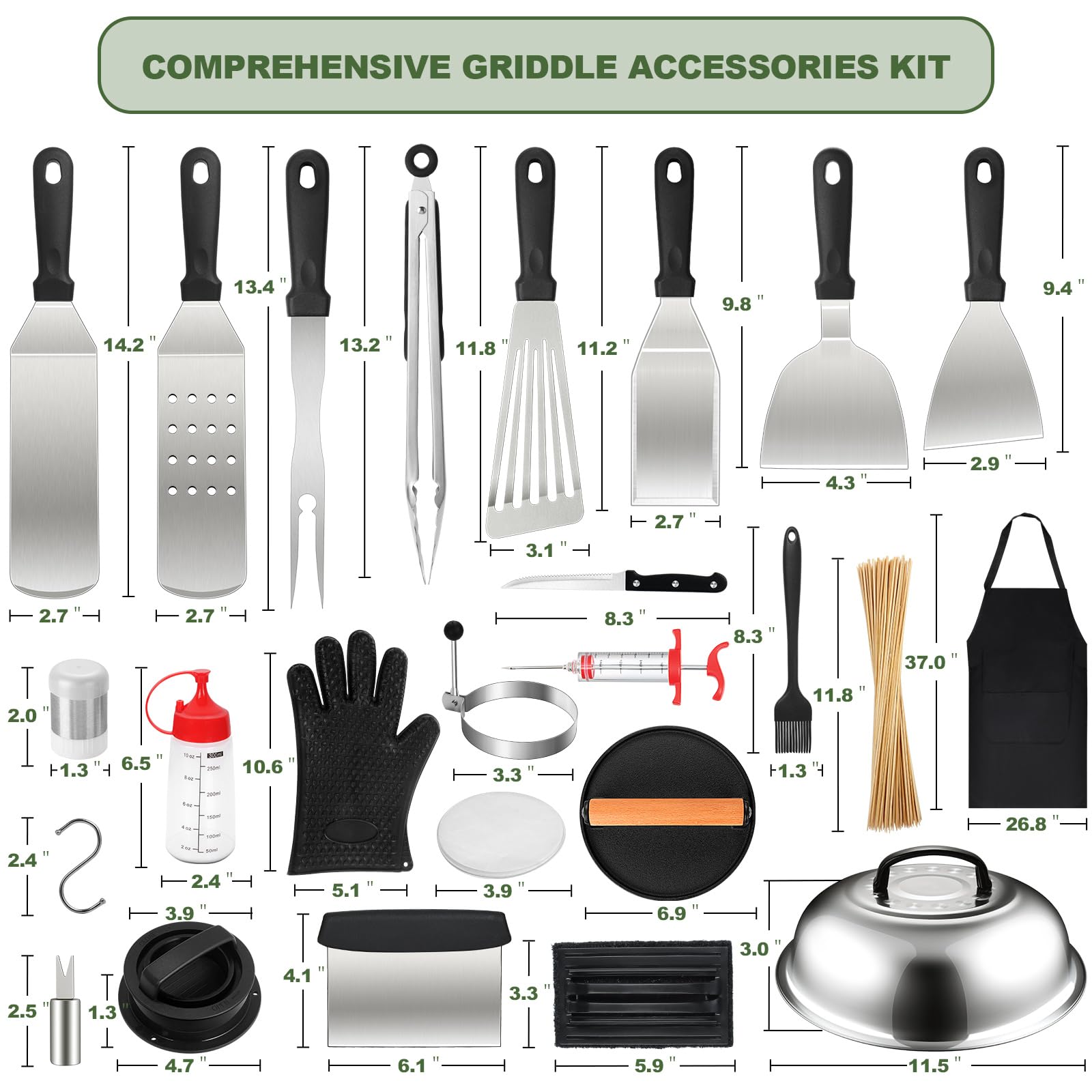 EWFEN large griddle spatula close-up highlighting sturdy stainless steel advantage