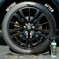 ExoForma aplicando spray en llanta para acabado rápido y uniforme