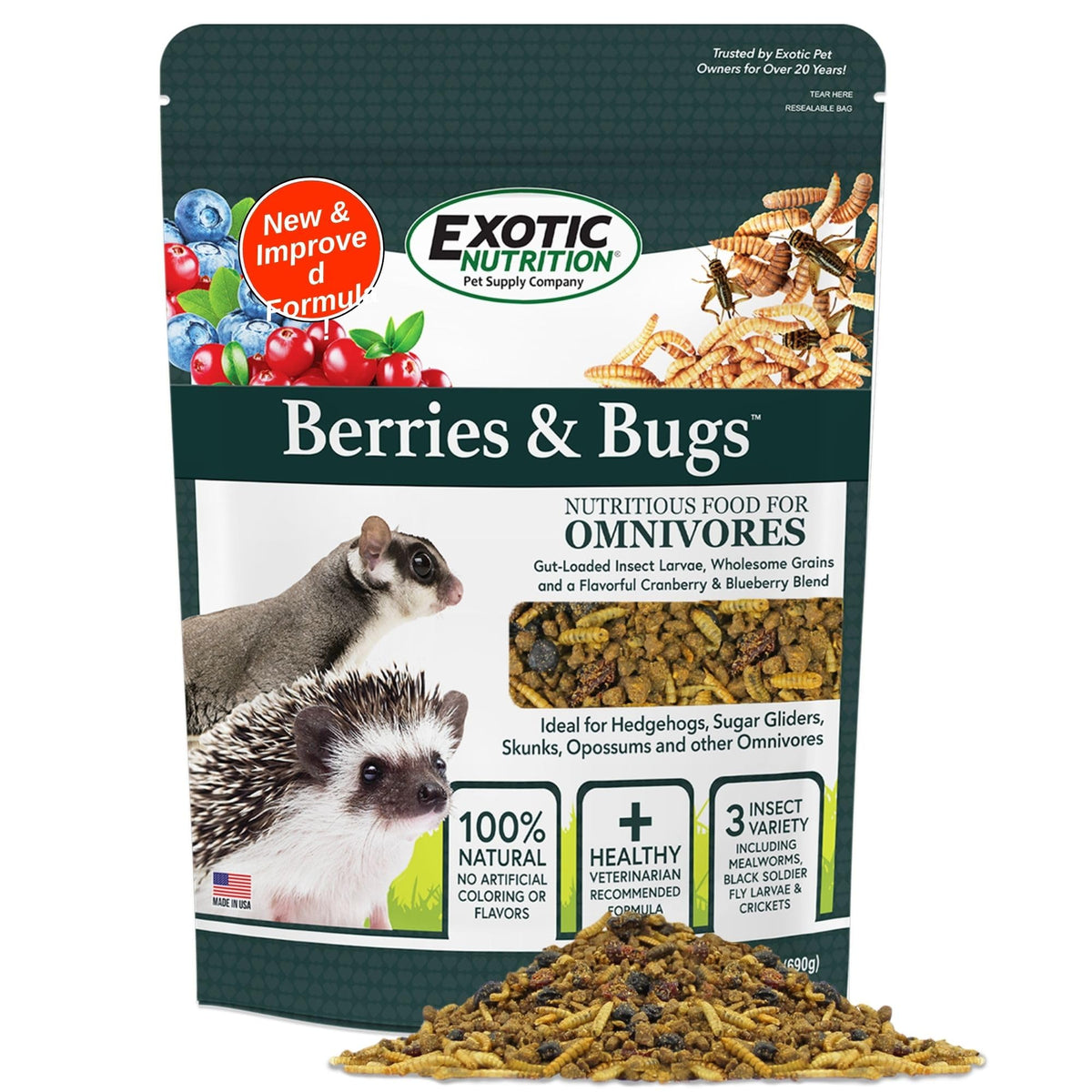 Exotic Nutrition empaque frontal mostrando mezcla natural y beneficios