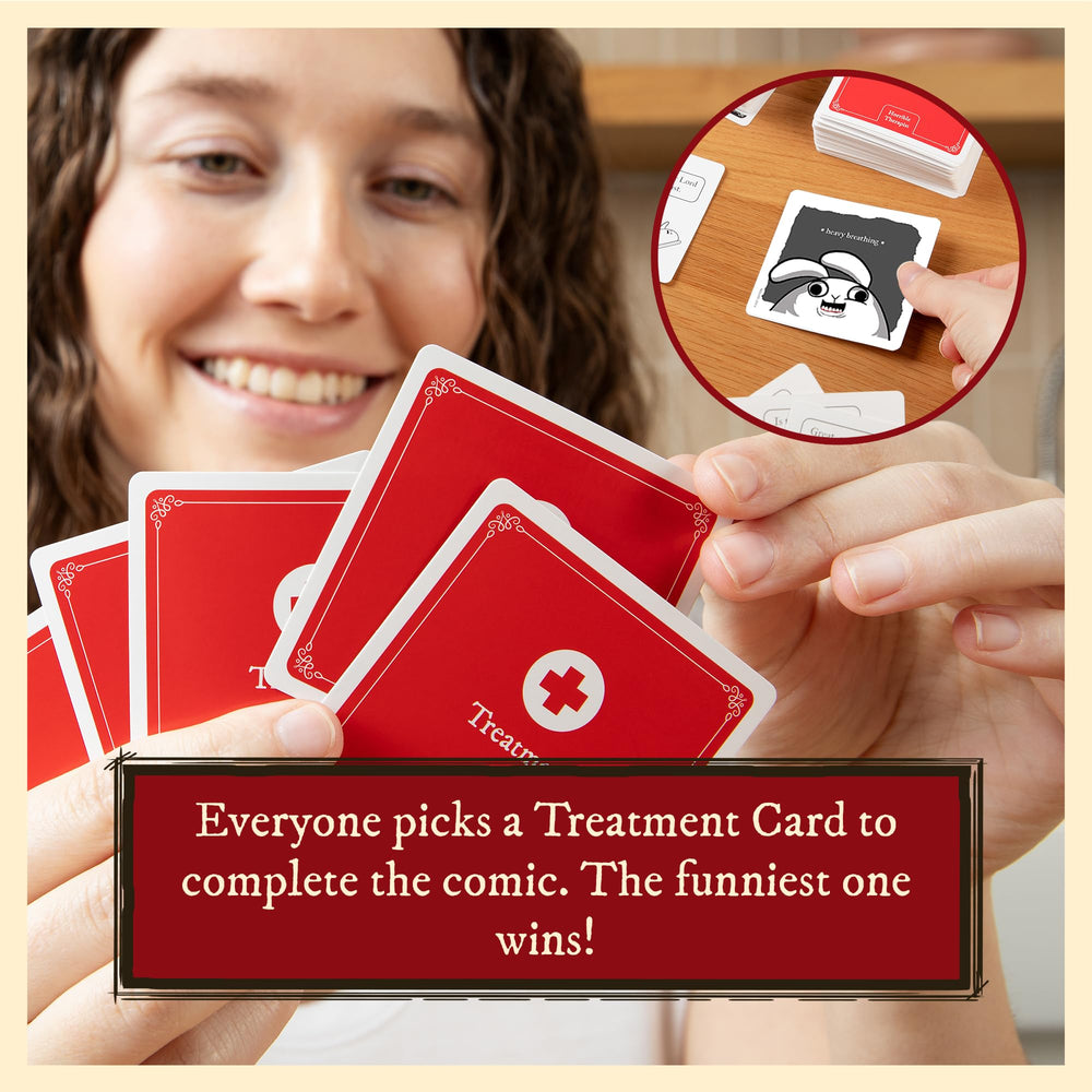 Exploding Kittens caja abierta con cartas dentro, ilustra contenido completo