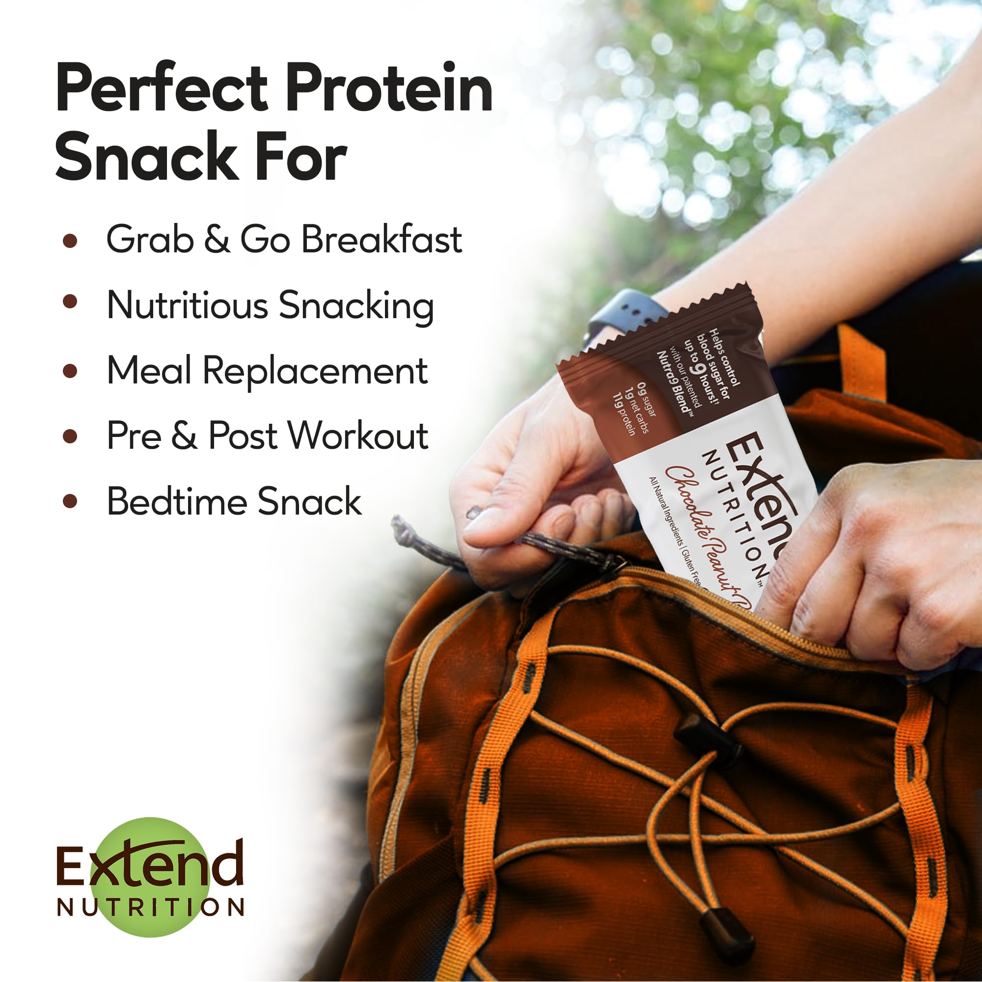 Extend Bar como merienda en cafetería ideal para control de azúcar