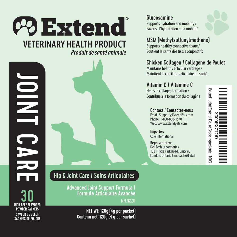 Extend administrado a perro pequeño para soporte articular diario