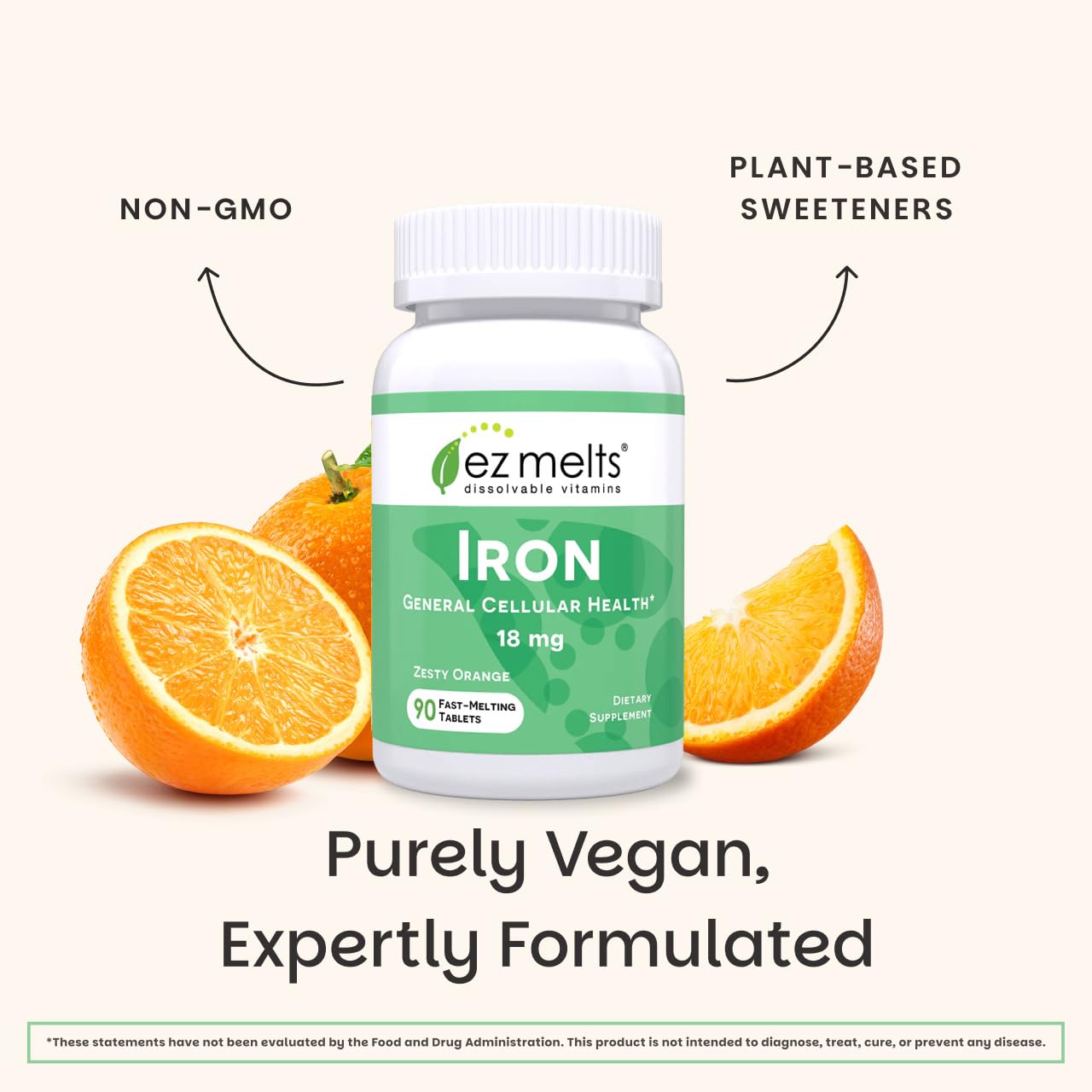 EZ Melts nutrition label close-up showing ingredients and clear dosage transparency benefit