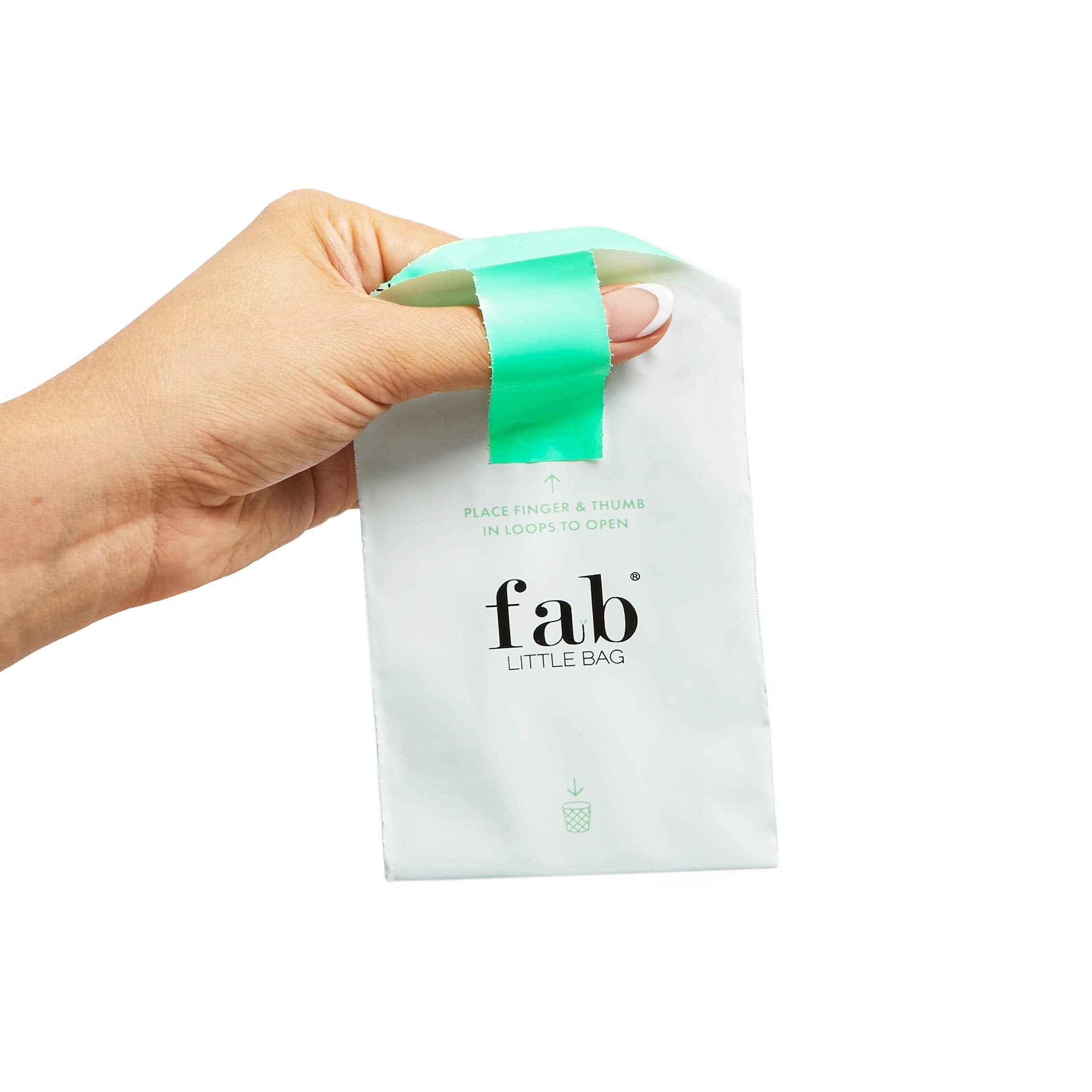 Fab Little Bag detalle de bolsa opaca y sello, oculta contenido