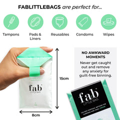 Fab Little Bag en uso en baño público, privacidad y limpieza