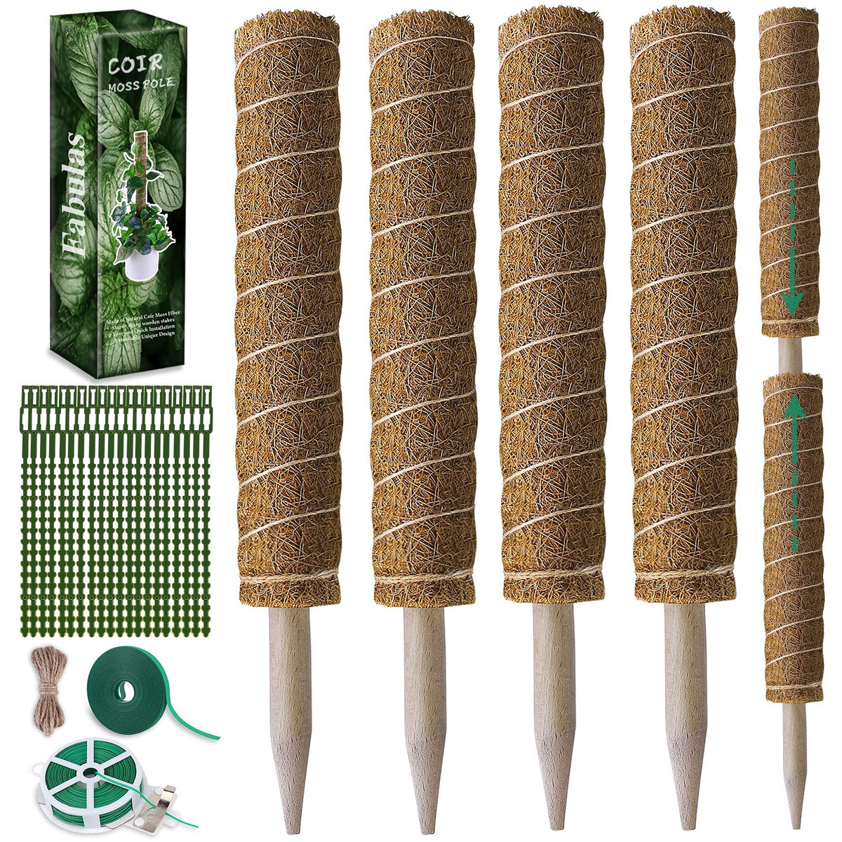 Fabulas poste musgo frente con caja, soporte natural listo para usar