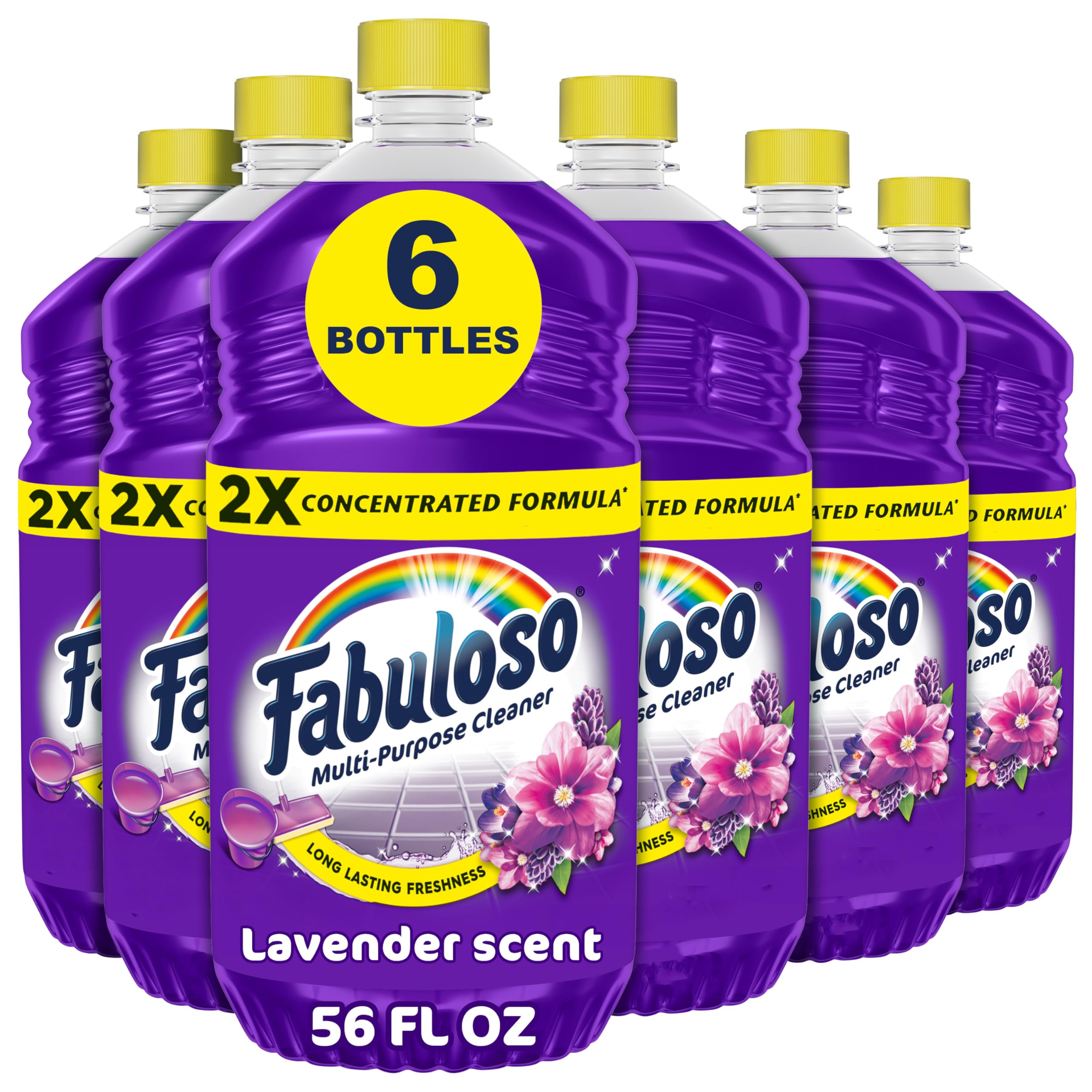 Fabuloso botella frontal mostrando tamaño y aroma lavanda para limpieza eficaz