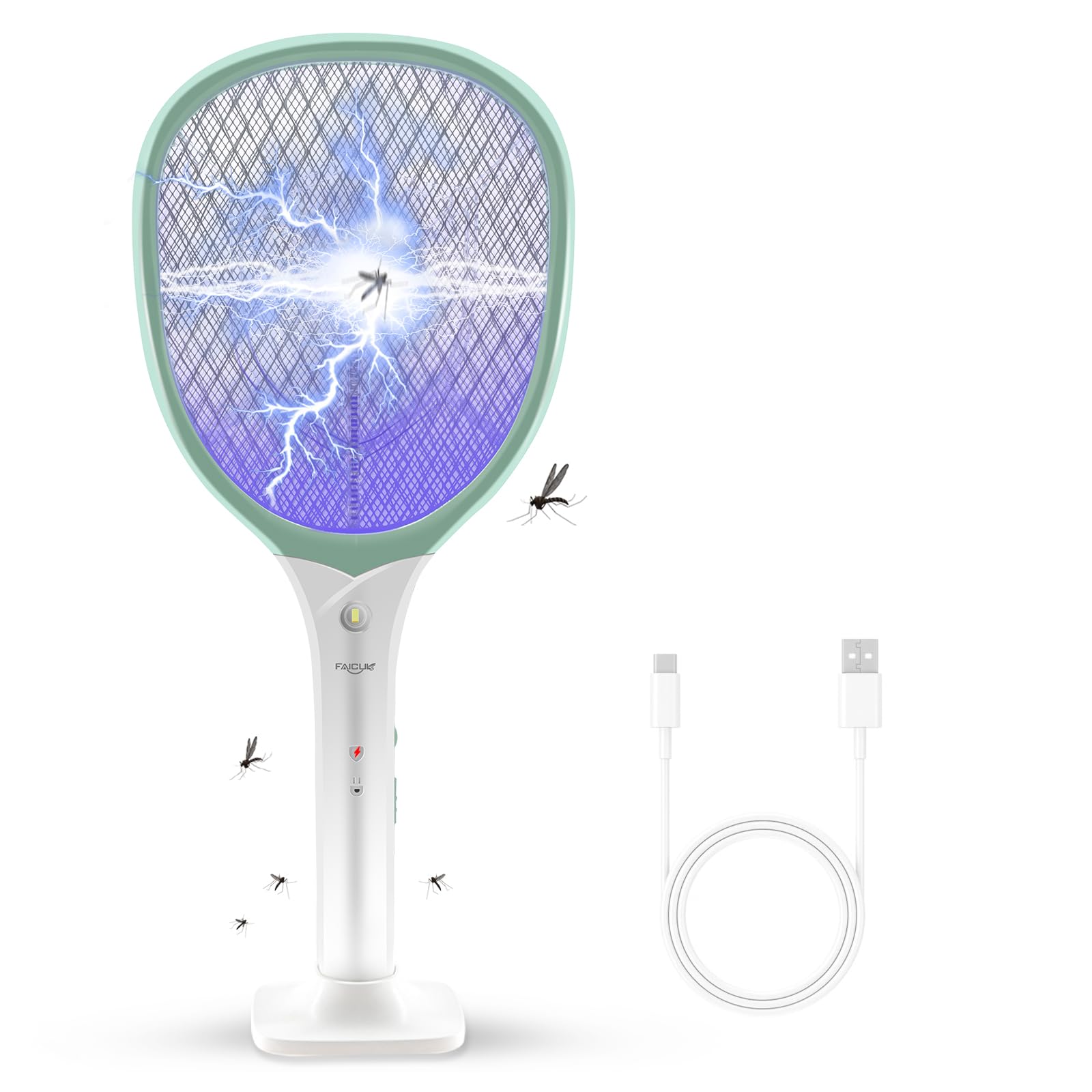 Faicuk raqueta frontal verde mostrando diseño y función de golpe rápido