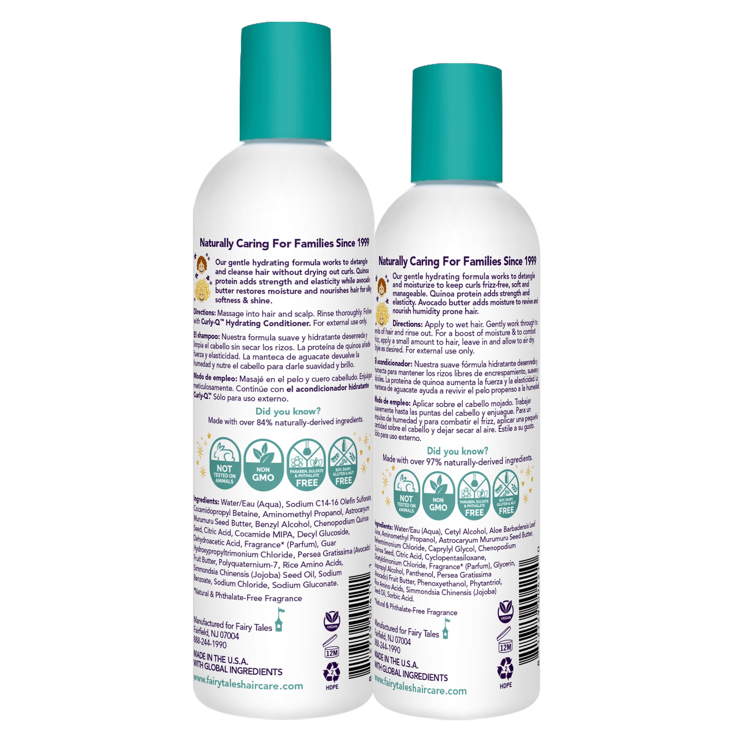 Fairy Tales textura del shampoo Curly Q en gota que ilustra limpieza suave y sin resecar