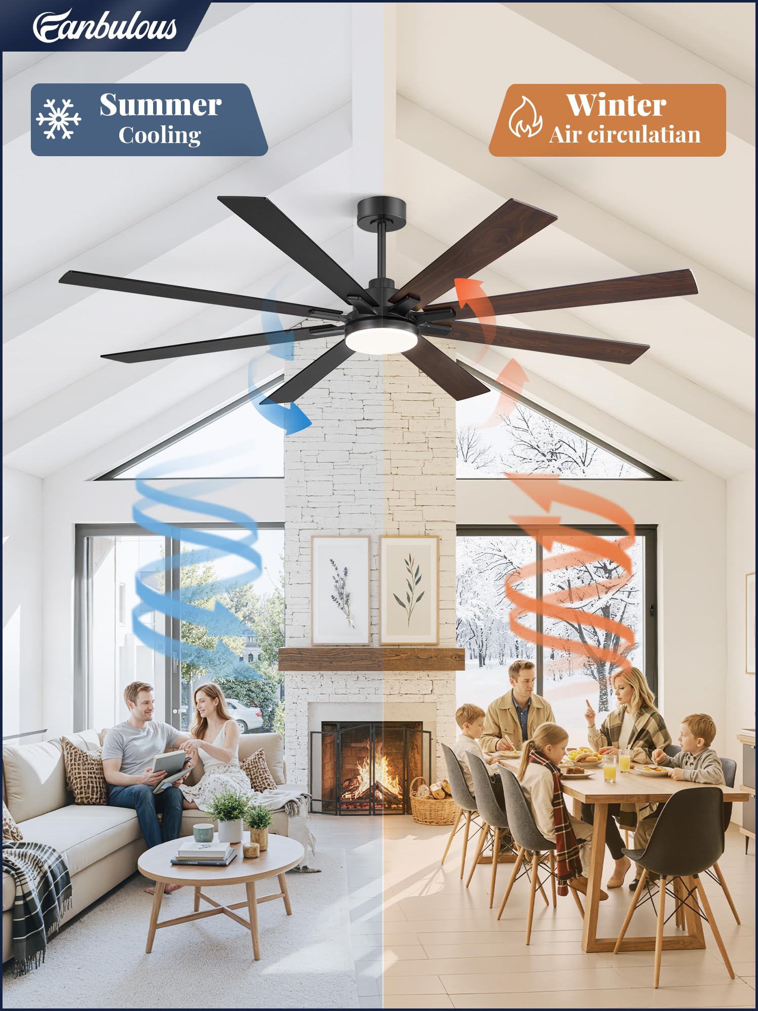 Fanbulous ventilador instalado en porche cubierto ideal para áreas exteriores protegidas
