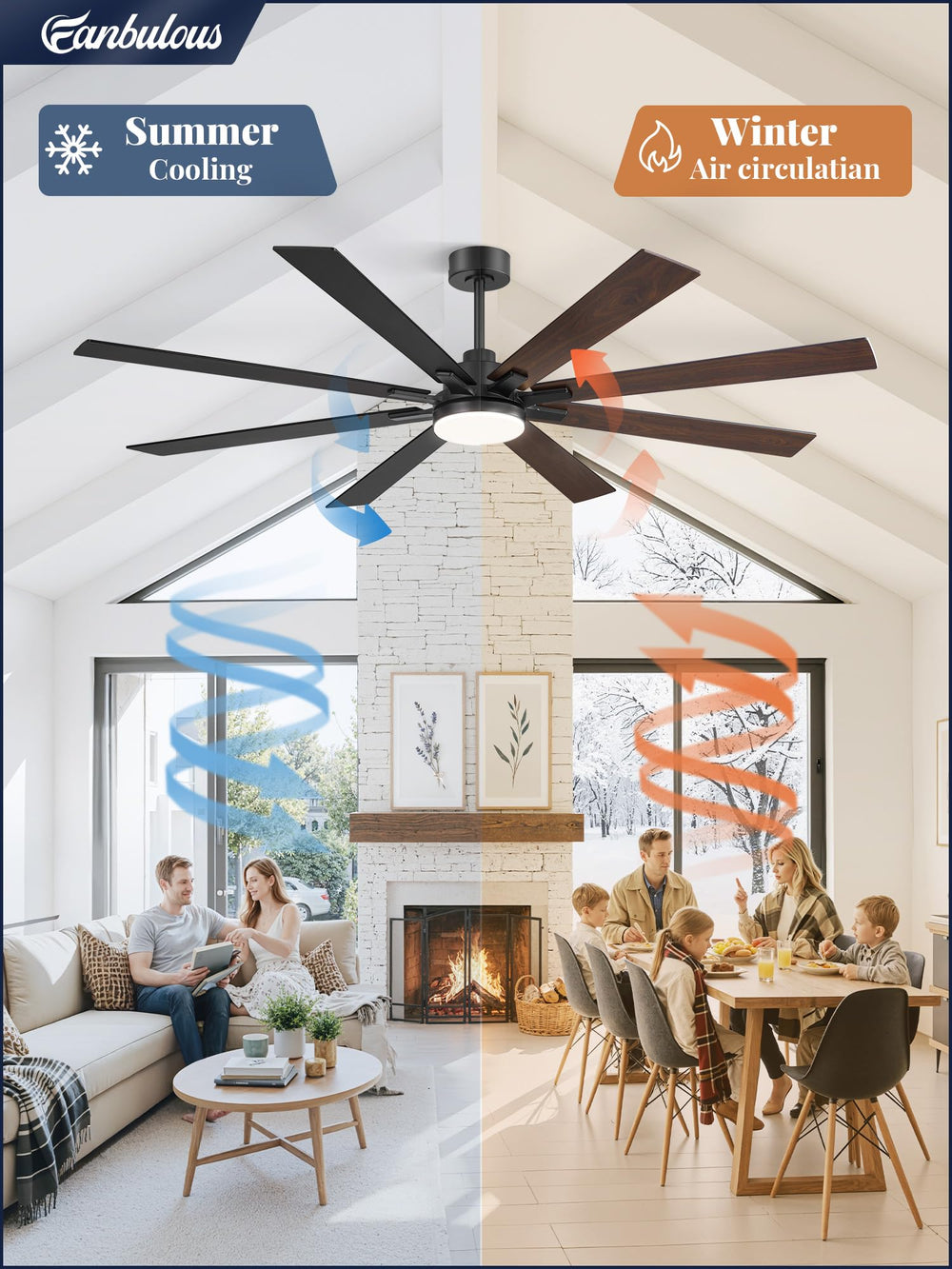 Fanbulous ventilador instalado en porche cubierto ideal para áreas exteriores protegidas